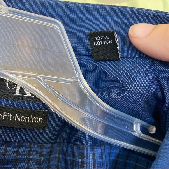 Calvin Klein Long Sleeve Button Down Blue Plaid Shirt Sz Large - Picture 4 of 9